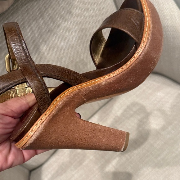 Prada Women's Dark Brown Leather Heels - Picture 3 of 11